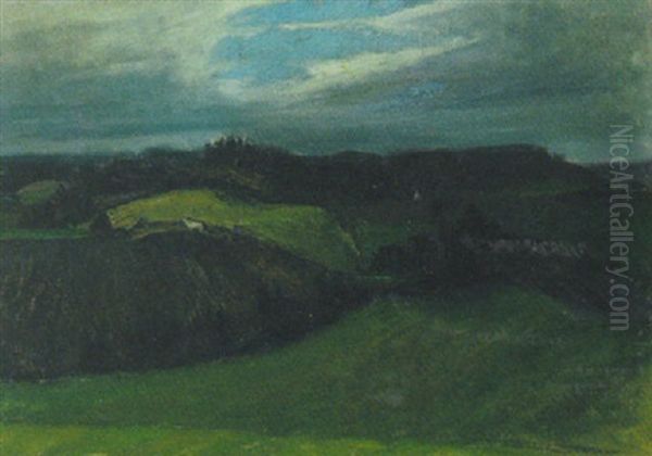 Udsigt Over Bakket Gront Landskab - view 1