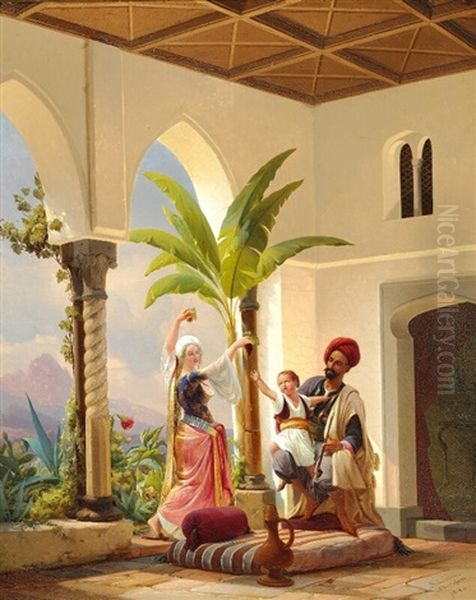 Scene From An Oriental Palace With A Young Woman Dancing - view 1
