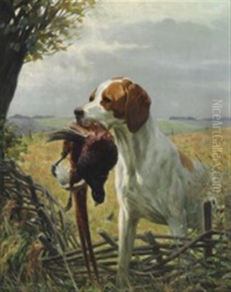 Pointer With Pheasant - view 1