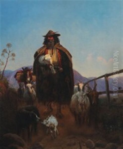 Italian Landscape With Shepherd - view 1