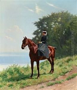 Rosalie Holm On Her Horse "flinte" At "skraenten", Solyst Near Vedbaek, Denmark Rosalie Holm On Her Horse "flinte" At "skraenten", Solyst Near Vedbaek, Denmark