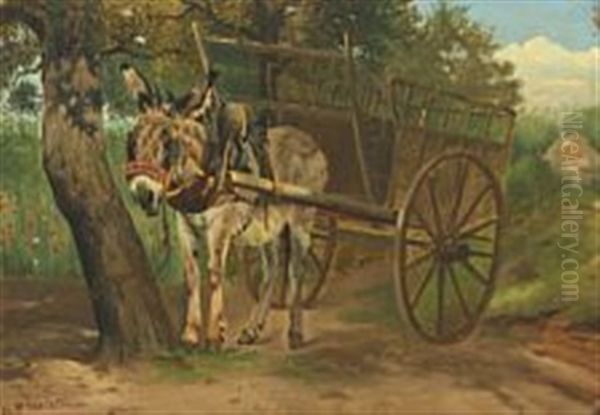 A Donkey Cart By A Tree - view 1
