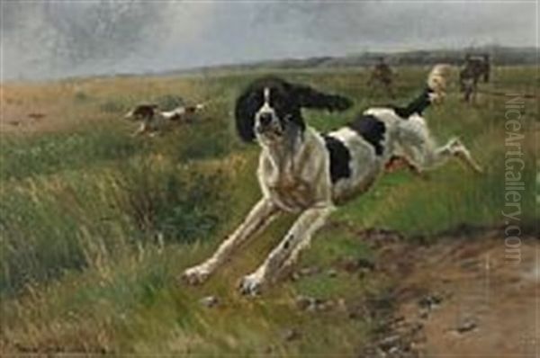 Paa Jagt. Landscape With An English Setter - view 1