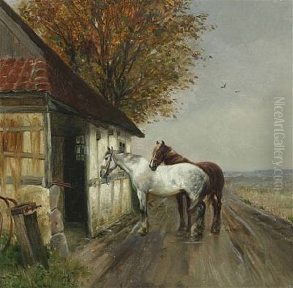 Heste Ved En Smedie - view 1