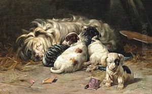 A Dog With Puppies by Simon Simonsen