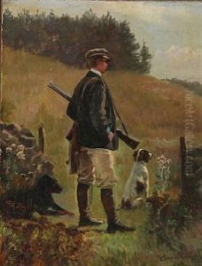 A Hunter With His Dogs by Simon Simonsen