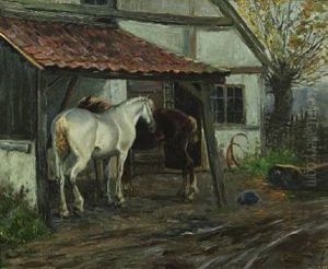 Scenery With Horses By A Farm Scenery With Horses By A Farm