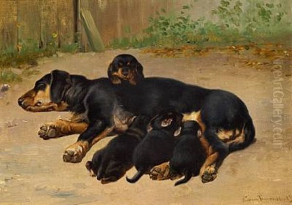 A Dachshund And Her Puppies - view 1