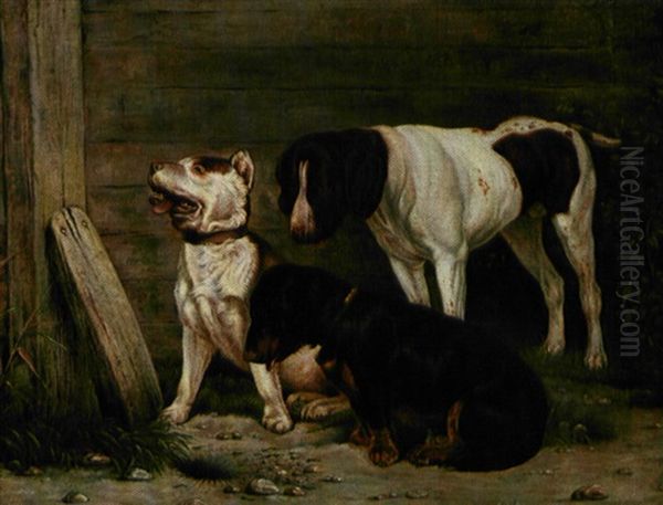Tre Hunde Ved Et Rottehul - view 1
