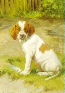 Siddende Lille Hundehvalp by Simon Simonsen