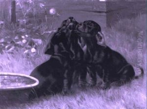 Tre Gravhundehvalpe by Simon Simonsen