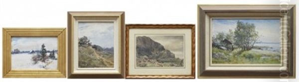 Landskapsvyer, 4 Stycken, Varav 3 Signerade K Simonsson (set Of 4) - view 1