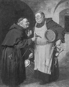 Zwei Monche Im Gesprach by Oluf Simony Jensen
