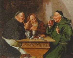 Oldrikkende Munke Omkring Et Bord by Oluf Simony Jensen