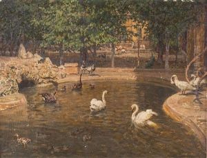 Wien - Schonbrunner Tiergarten - Vogelhaus Mit Wasserbecken