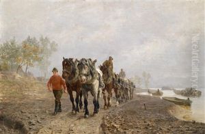 Treidelpferde An Der Donau by Stefan Simony