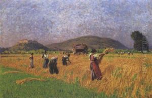 Bei Der Feldarbeit, Blick Auf Die Hohenfeste Salzburg by Stefan Simony