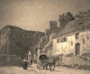 Peasants And A Horse Drawn Cart On The Road Into Town