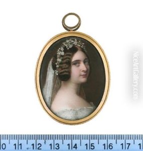 Princess Augusta Of Cambridge, Wearing White Wedding Gown, Lace Veil And Floral Wedding Wreath In Her Upswept And Parted Hair by John Simpson