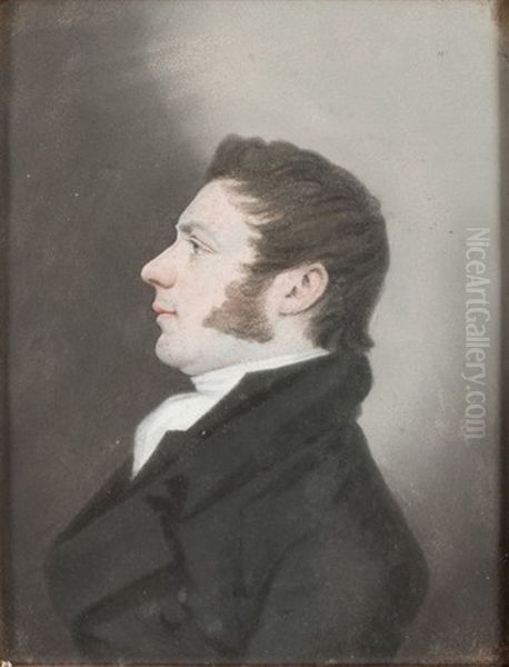 Portrait D'homme De Profil A La Veste Noire - view 1