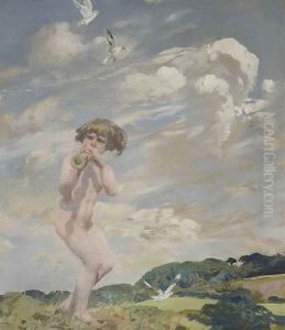 The Piper (+ Landscape (study), Verso) by Charles Sims