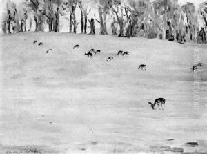 Deer Grazing In Parkland