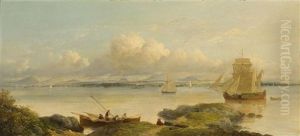 A Distant View Of Edinburgh And The Pentland Hills From The Firth Of Forth by William Simson