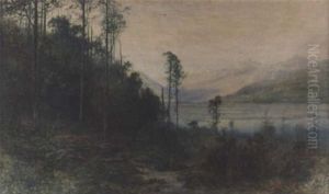 The Last Gleam Of Sunshine, Kinloch, North Island, New Zealand by Alfred Wadham Sinclair