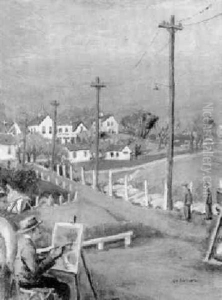 Artist Painting In The Waterfront - view 1