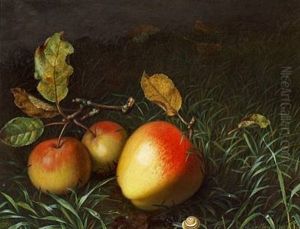 A Forest Floor With Apples And A Snail by Adamine Marie Elisabeth Sindberg