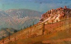 View Of The Mountain Village Civita D'antino by Knud Sinding