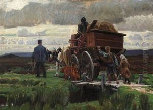 Moor Landscape With People On A Cart