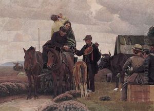 Abschied Nehmende Bauern Vor Der Auswanderung by Knud Sinding