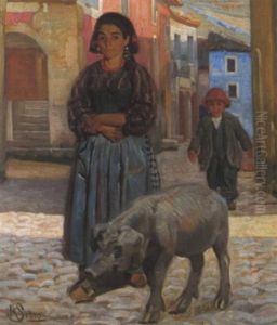 Dorfszene In Civita D'antino by Knud Sinding