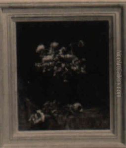 Flowers On A Covered Table by Andre Sinet