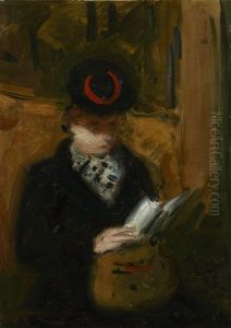 Femme Lisant Dans Le Metro by Nicolas Sinezouboff