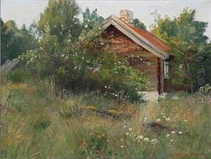 At A Norwegian Log House by Andreas Singdahlsen