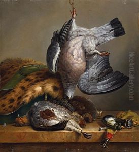Jagdstillleben Mit Rebhuhnern Und Jagdutensilien by Diederik Jan Singendonck