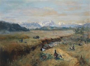 Voralpenlandschaft Mit Spielhahnen