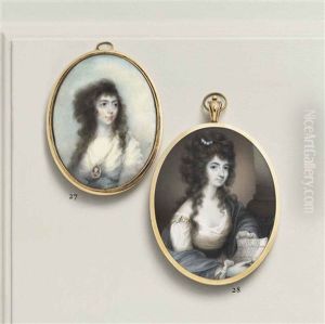 A Young Lady Called Mrs Robinson, In White Dress With A Blue Shawl Around Her Shoulders, A Strand Of Pearls In Her Upswept Curling Hair, Seated... A Young Lady Called Mrs Robinson, In White Dress With A Blue Shawl Around Her Shoulders, A Strand Of Pearls In Her Upswept Curling Hair, Seated...