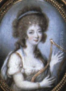 A Lady Playing A Lyre A Lady Playing A Lyre