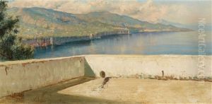 Blick Von Einer Terrasse Uber Die Kuste Von Capri by Gofredo Sinibaldi