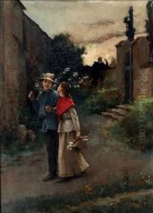 Jeune Couple A La Cueillette Des Fleurs