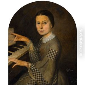 Junge Frau Am Klavier by Joseph Sintes