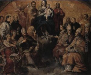 The Virgin And Child With Saint In Glory by Peeter Sion