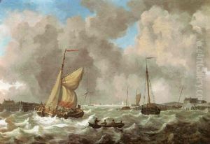 Seascape With An Oncoming Storm And Fishing Smacks Sailing To Shore