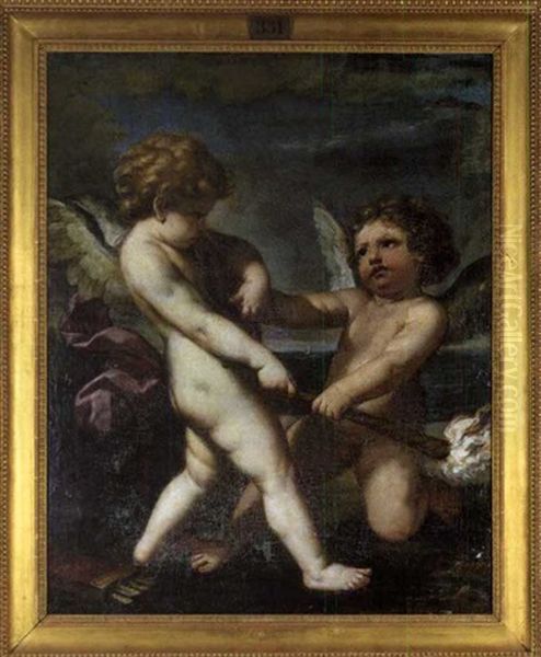 Putti Fighting Over A Torch - view 1