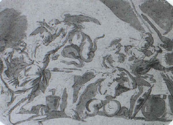 Soldiers Expelling Demons From A Table - view 1