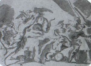 Soldiers Expelling Demons From A Table by Elisabetta Sirani
