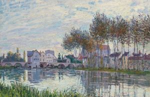 Moret Au Coucher Du Soleil, Octobre by Alfred Sisley